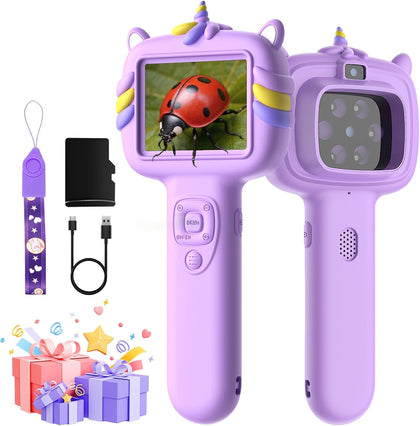 Microscope Camera for Kids Gifts Toys- Handheld Pocket Microscopes with 2.4" Screen and Autofocus - Mini Digital