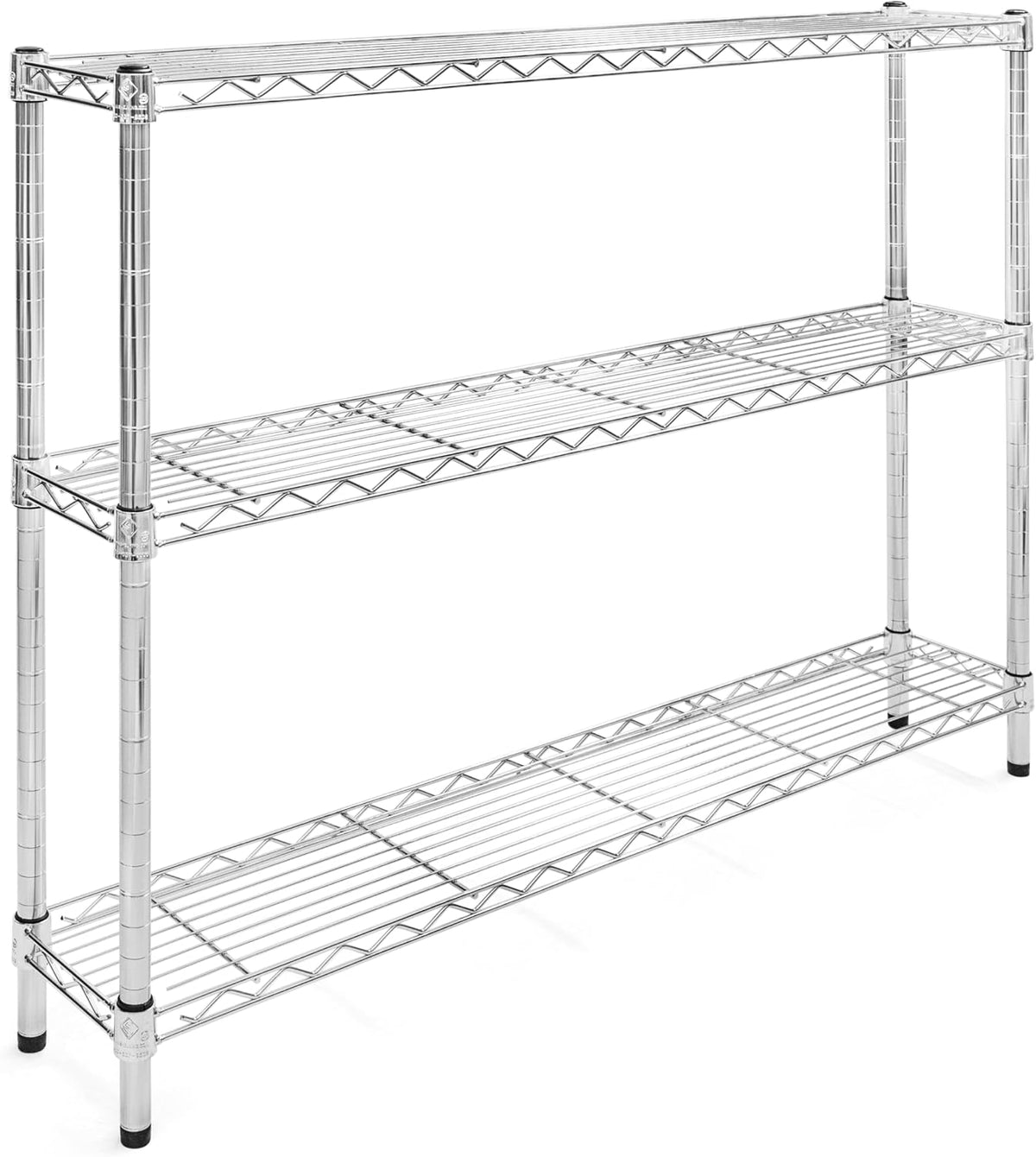 Shelving Inc. 8" d x 48" w Chrome Wire Shelving with 3 Tier Shelves