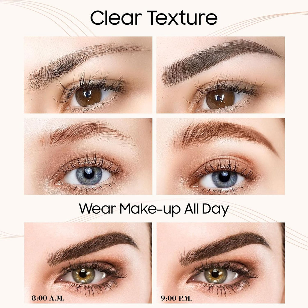 Microblading Eyebrow Pen with 4 Micro-Fork Tip Waterproof Light Brown