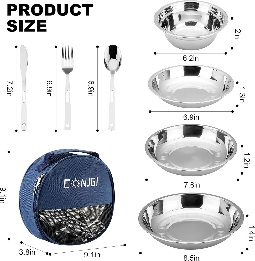 Camping Mess Kits - 28pcs Camping Dinnerware Set Camping Gifts Camping cookware Sets Camping Accessories Camping