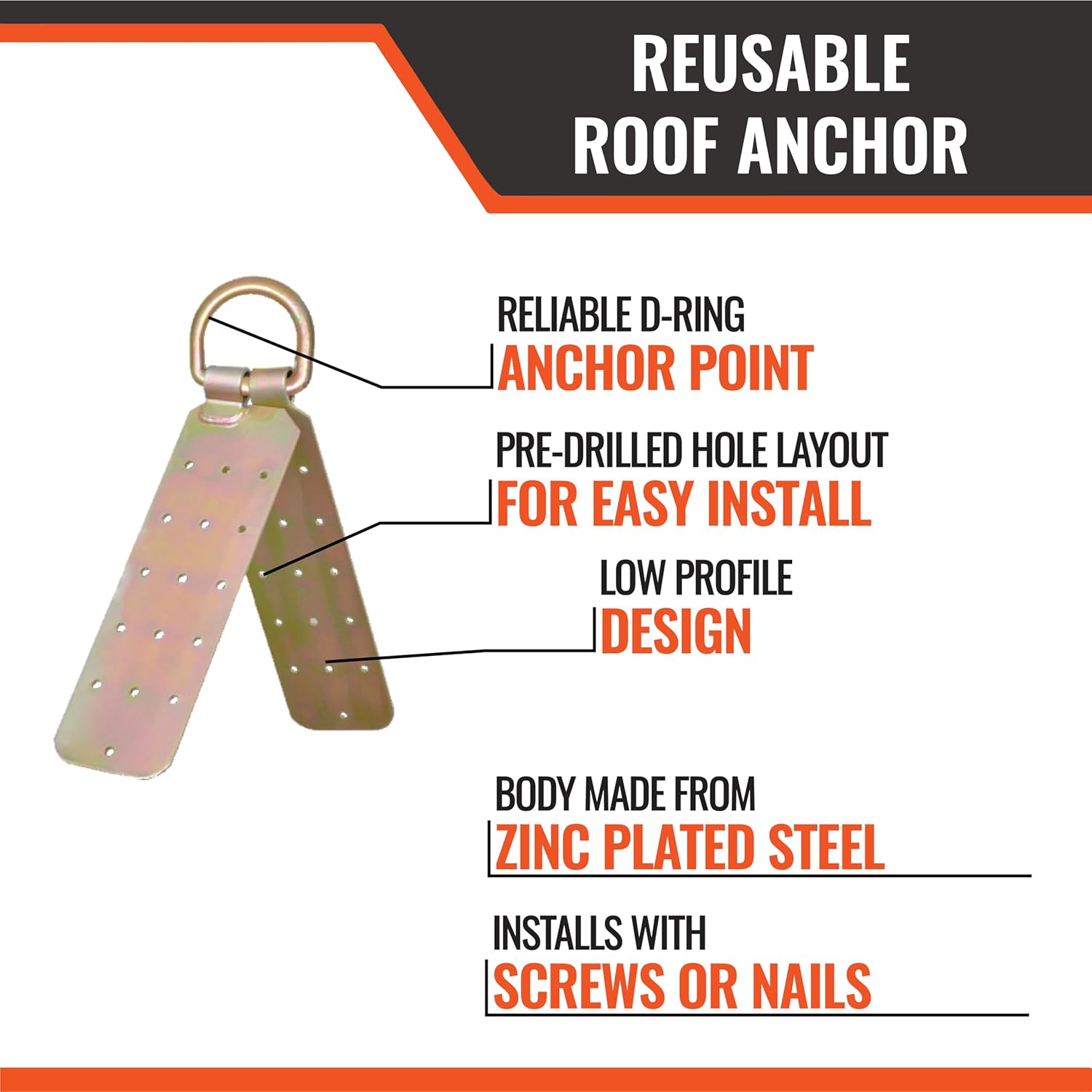 Reusable Roof Anchor 1PK – OSHA & ANSI Compliant Temporary Roof Fall Protection Anchor – Lightweight, Roof Safety