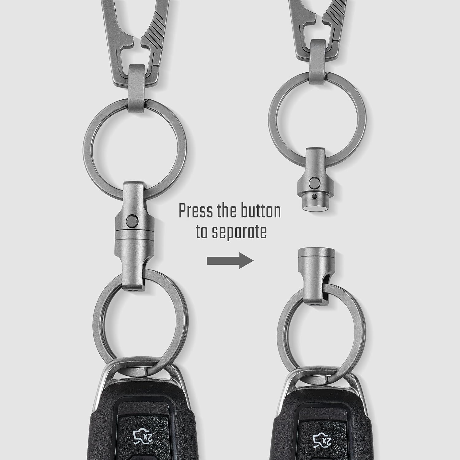 Titanium Magnetic Quick Release Keychain, One-Hand Detachable Connector for Car Keys, USB Drives and EDC, Gear, KA45