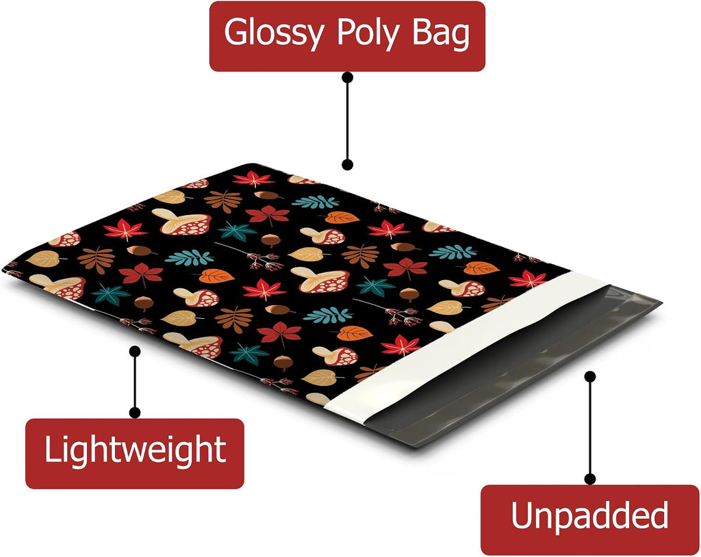 10x13 (100) Fall Medley Designer Poly Mailers Waterproof Self Sealing Tear Resistant Polymailers Shipping Envelopes