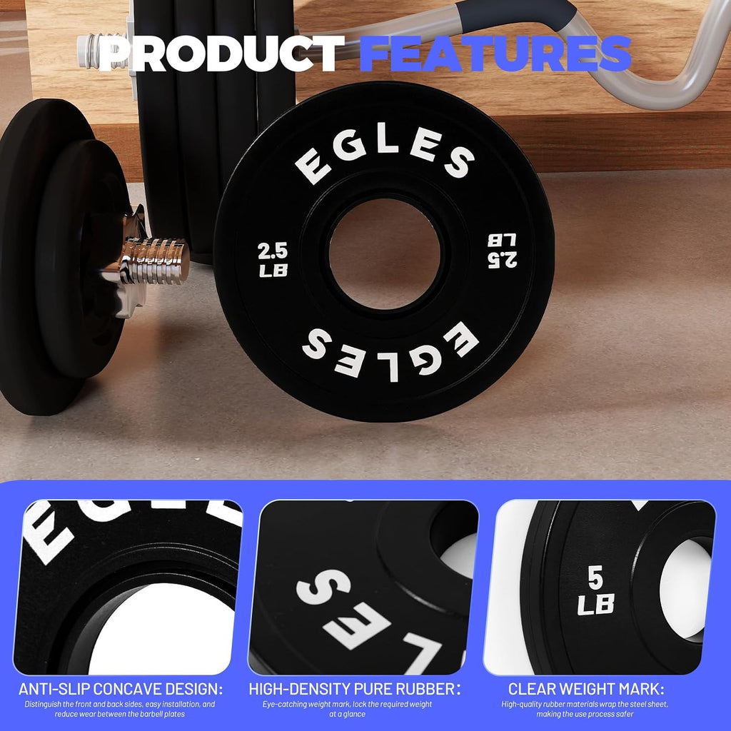 Change Plates Set 1.25LB, 2.5LB, 5LB - Rubber-Coated Weight Plates in Pairs, Olympic Bumper Plates, Color-Coded, IWF