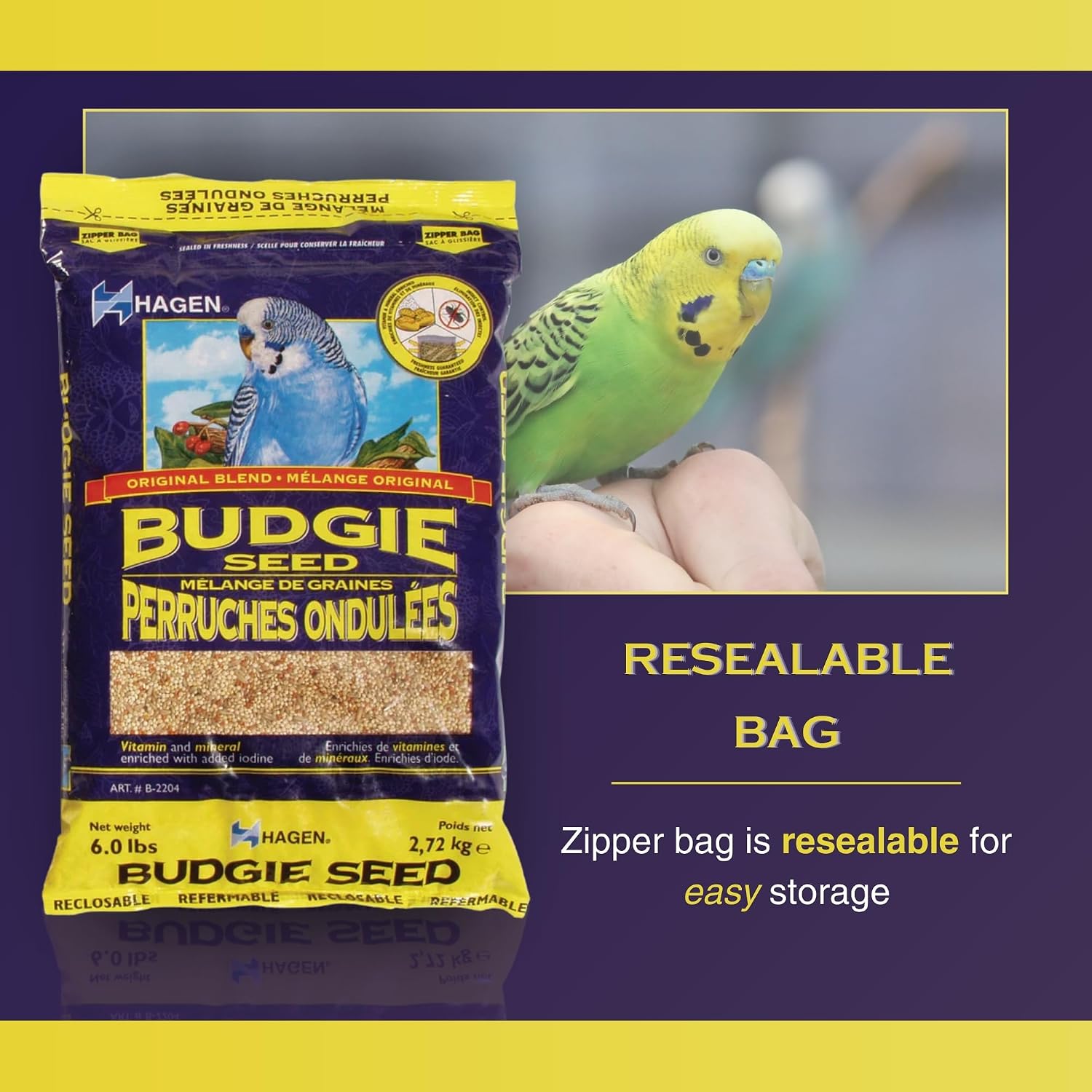 Parakeet/Budgie Staple White Millet Bird Seed - 6 lb Bag | Premium Blend, Nutritionally Balanced, Fortified with