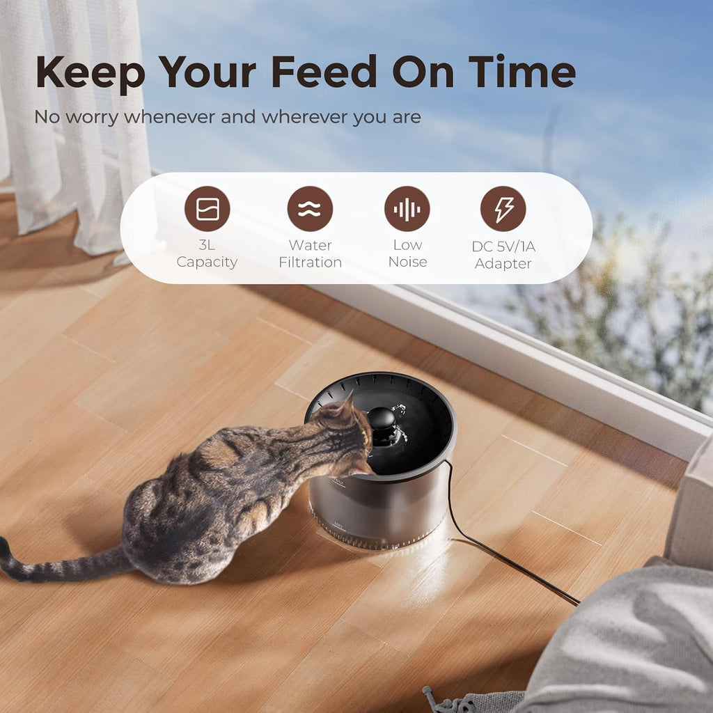 Automatic Cat Feeder 5G WiFi and Water Dispenser, Timed Dry Food Dispenser APP Remote Control, Programmable Portions