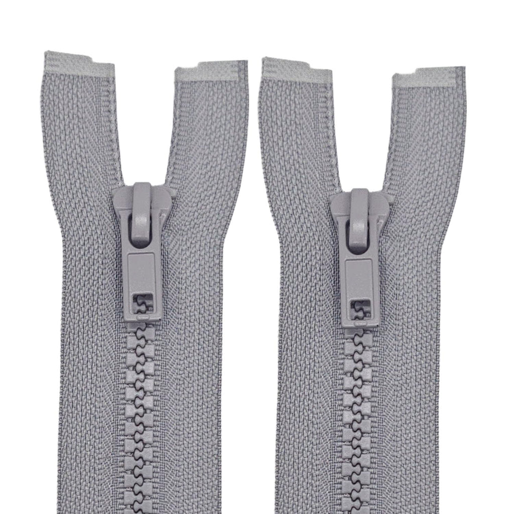 2PCS #5 7 Inch Separating Jacket Zippers for Sewing (Grey)