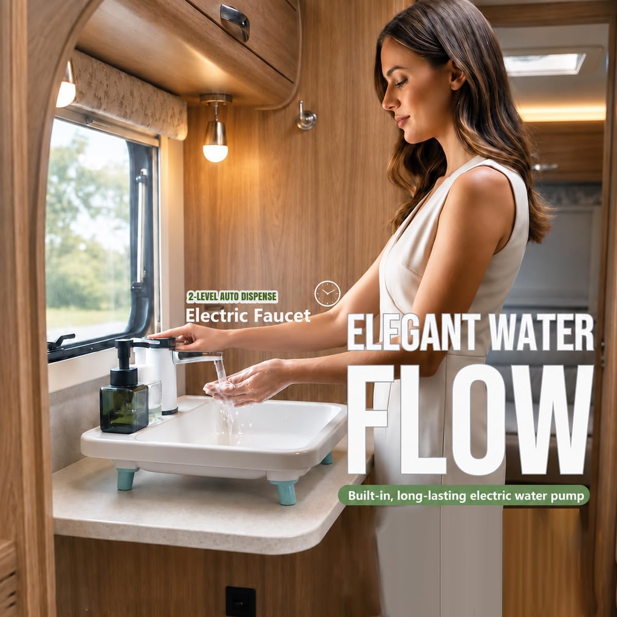 Portable Hand Washing Station with Electronic Faucet, White