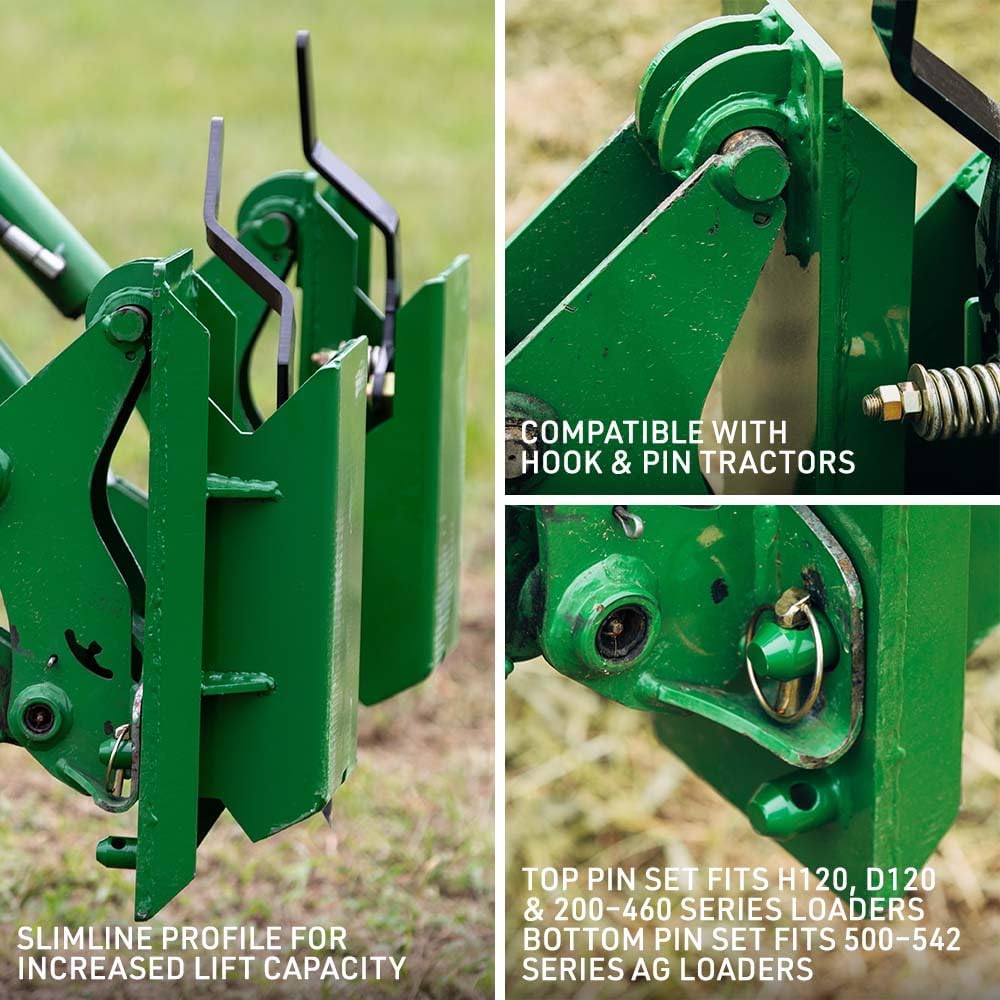 Quick Tach Adapter Fits Hook and Pin to Convert Universal Skid Steer Style Mount, Green Finish, 12x22 Adapter Hook