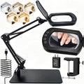10X 30X Square Magnifying Glass with Light and Stand for Reading, Crafts | LED Magnifier Lamp with Clamp, Real Glass