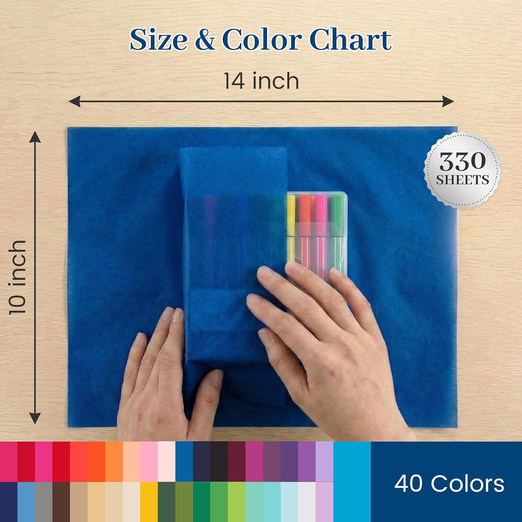 Tissue Paper 330 Sheets, 14 X 10 inch 40 Colors for Gift Bags