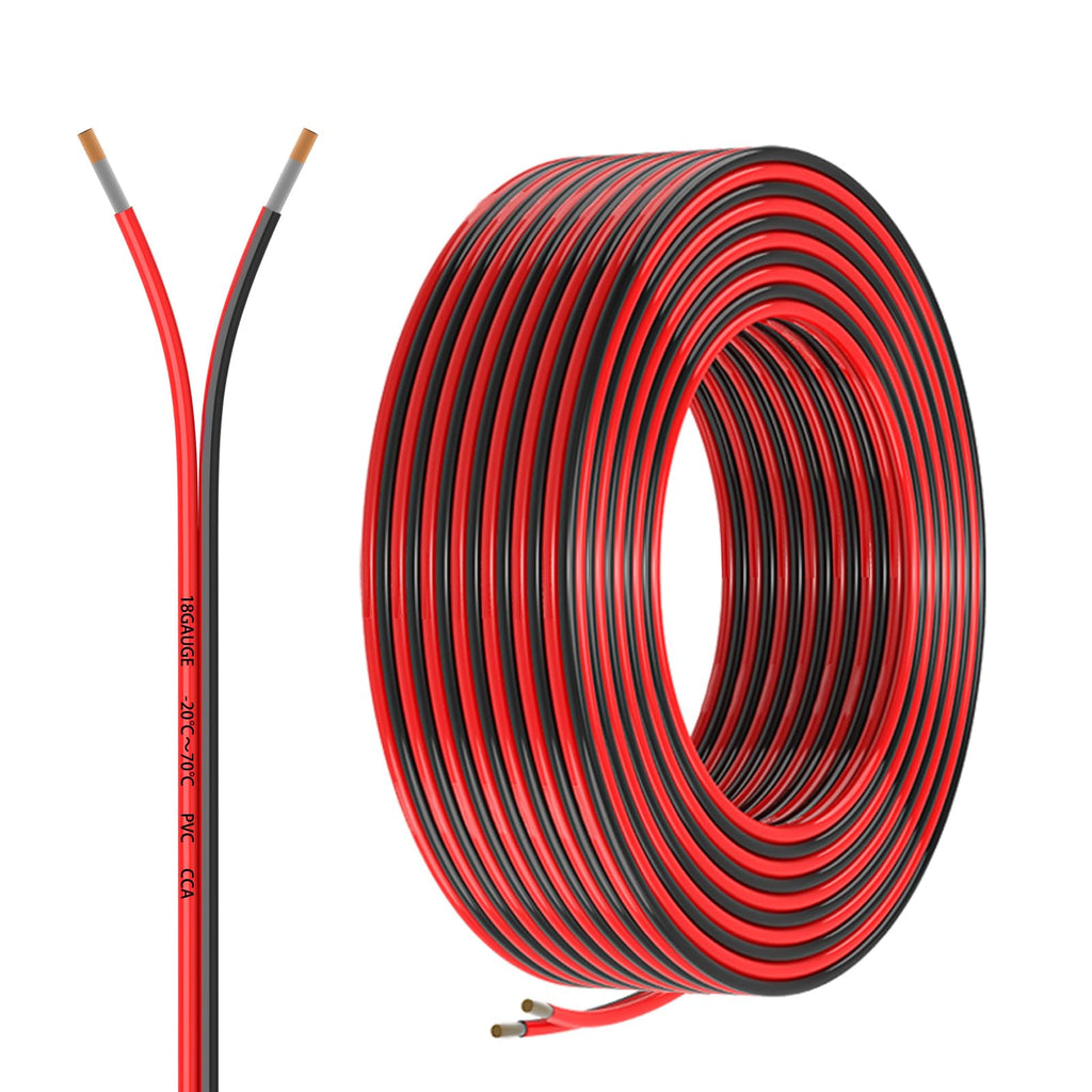 18 Gauge 2 Conductors 100FT Electrical Wire, Red Black Cable