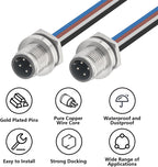 2PCS M12 4Pin A Coded Male Connector Cable 0.7FT