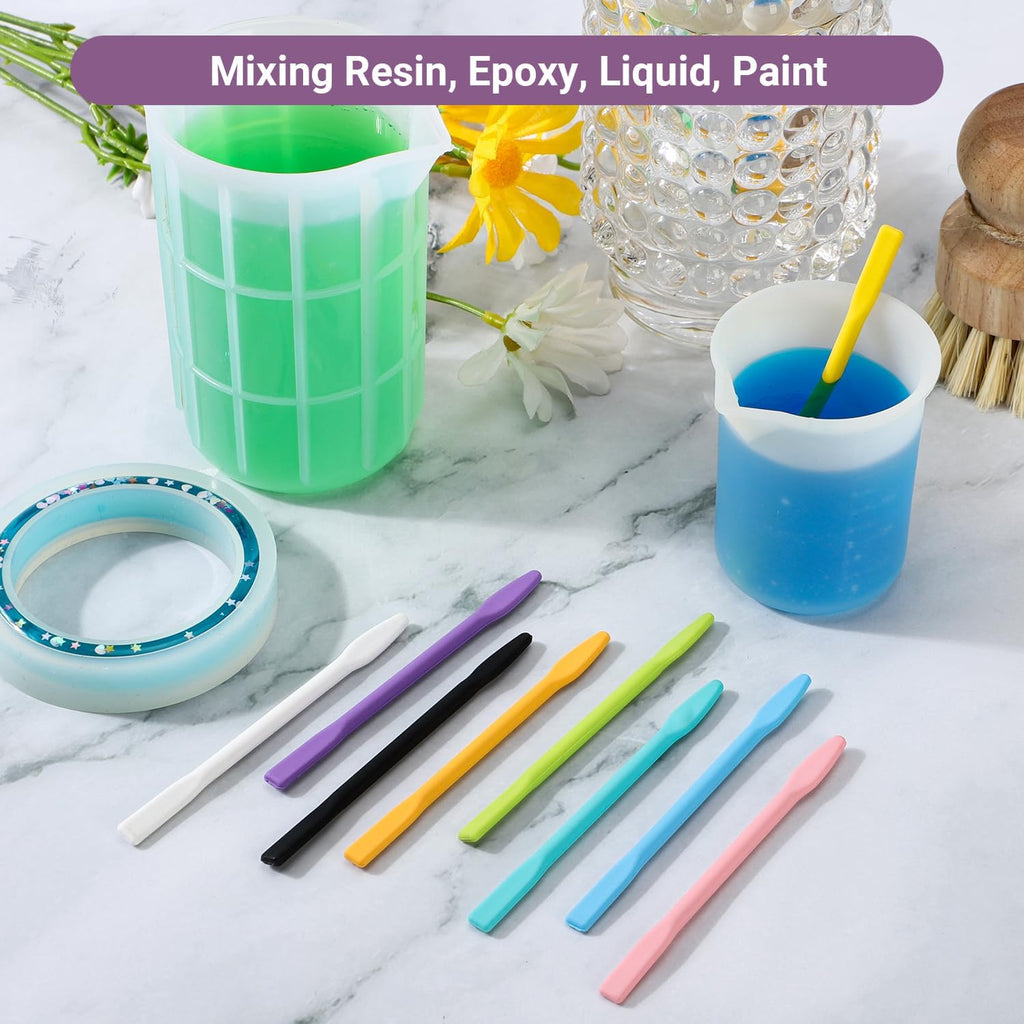 9PCS Colored Silicone Stir Sticks, Reusable Epoxy Resin Stir Sticks