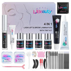Lash Lift and Color Kit Black, 4-in-1 Eyelash Perm and Brow Lamination Set with 15ml Large Volume Black Cream, DIY