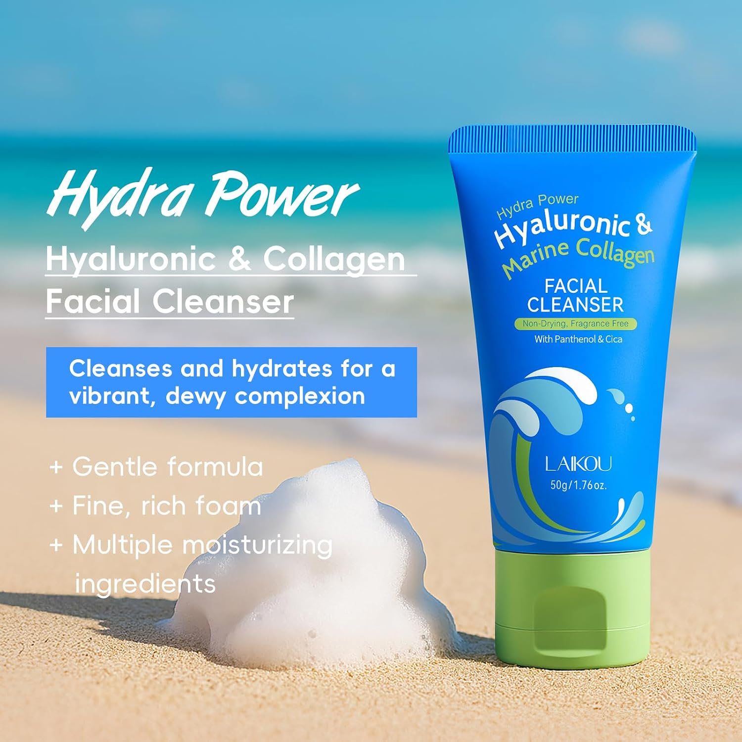 Hydra Power Skin Care Set - Hyaluronic & Marine Collagen Skin Care - Skin Care Kit with Facial Cleanser, Serum