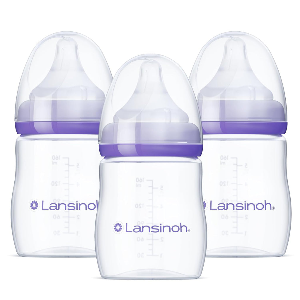 Anti-Colic Baby Bottles, BPA-Free Plastic, 5 Ounces, 3 Count, Slow Flow Nipples (Size S), Breastfeeding Bottle with