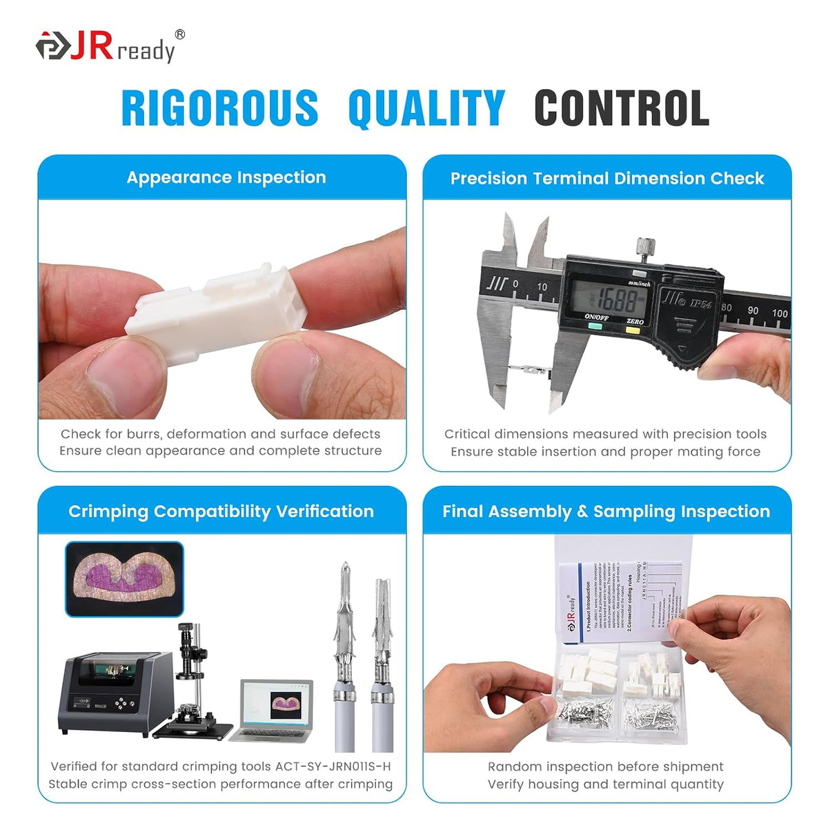 JRready Molex Mini-fit Jr 4.2mm 2 Pin Connector 5559Series Housing Dual Row 2 Circuits 39-01-3029 39-01-2025 with Crimp Terminal Pins Sockets 18-24AWG 8 Complete Set ACTCRH6A08