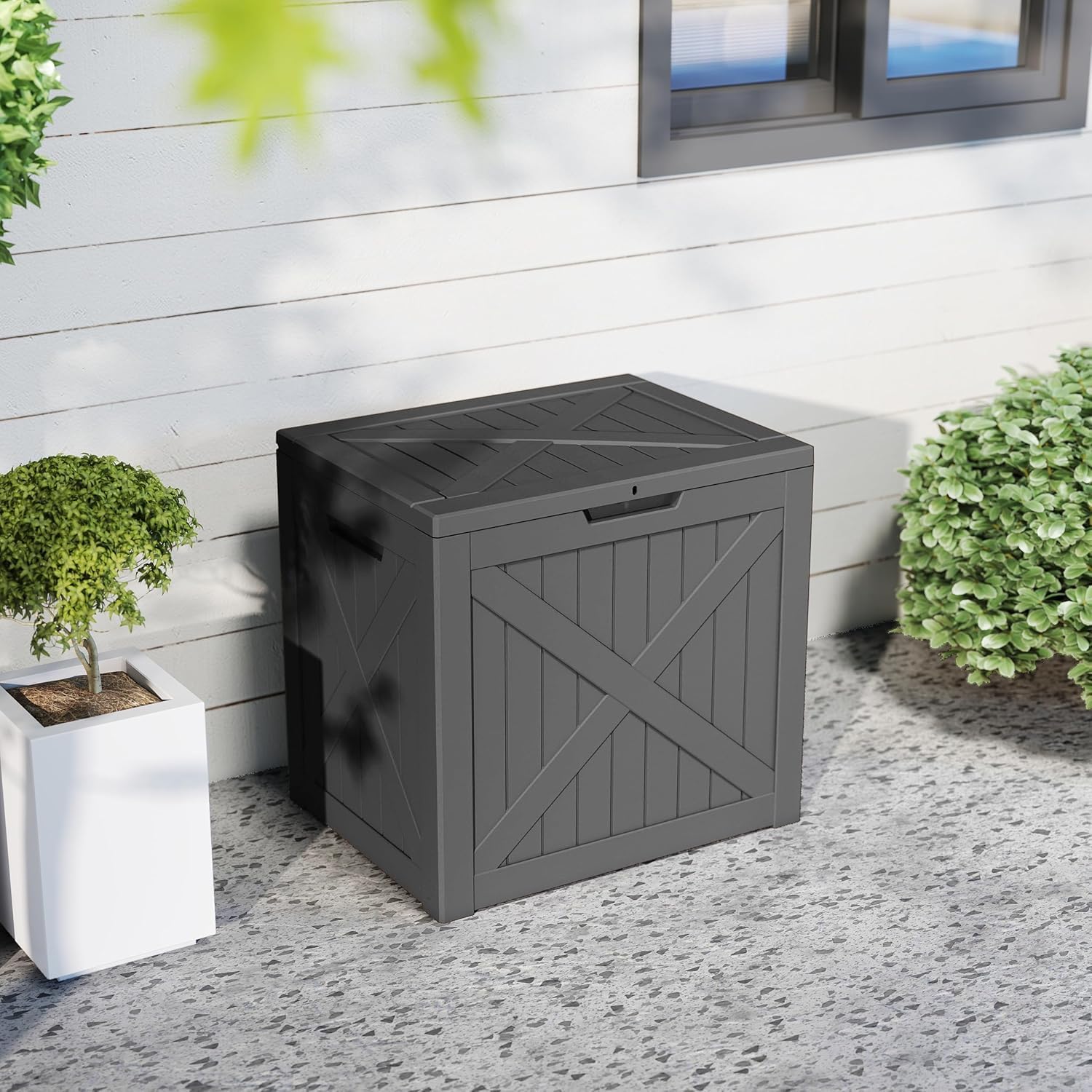 45 Gal Lockable Package Delivery Box Waterproof Outdoor Storage Box | Secure resin parcel drop box for porch