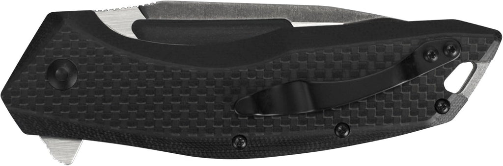 Flourish Pocket Knife, Black, 3.5 Inch Drop Point Blade | EDC Knife with Assisted Opening, Reversible Pocketclip