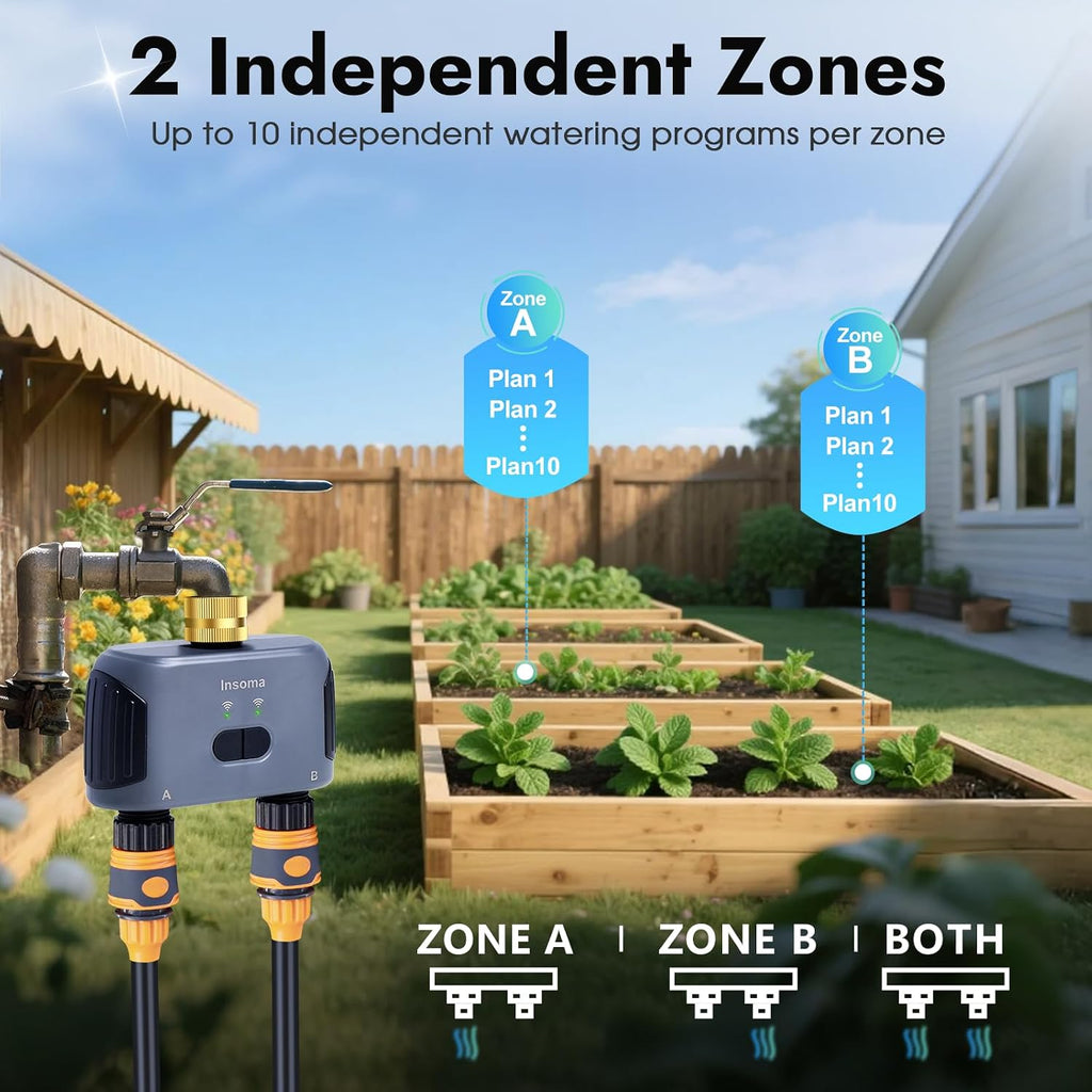 WiFi Water Timer for Garden Hose with Brass Inlet,Smart Hose Timer with WiFi Hub, APP & Voice Control,Up to 20