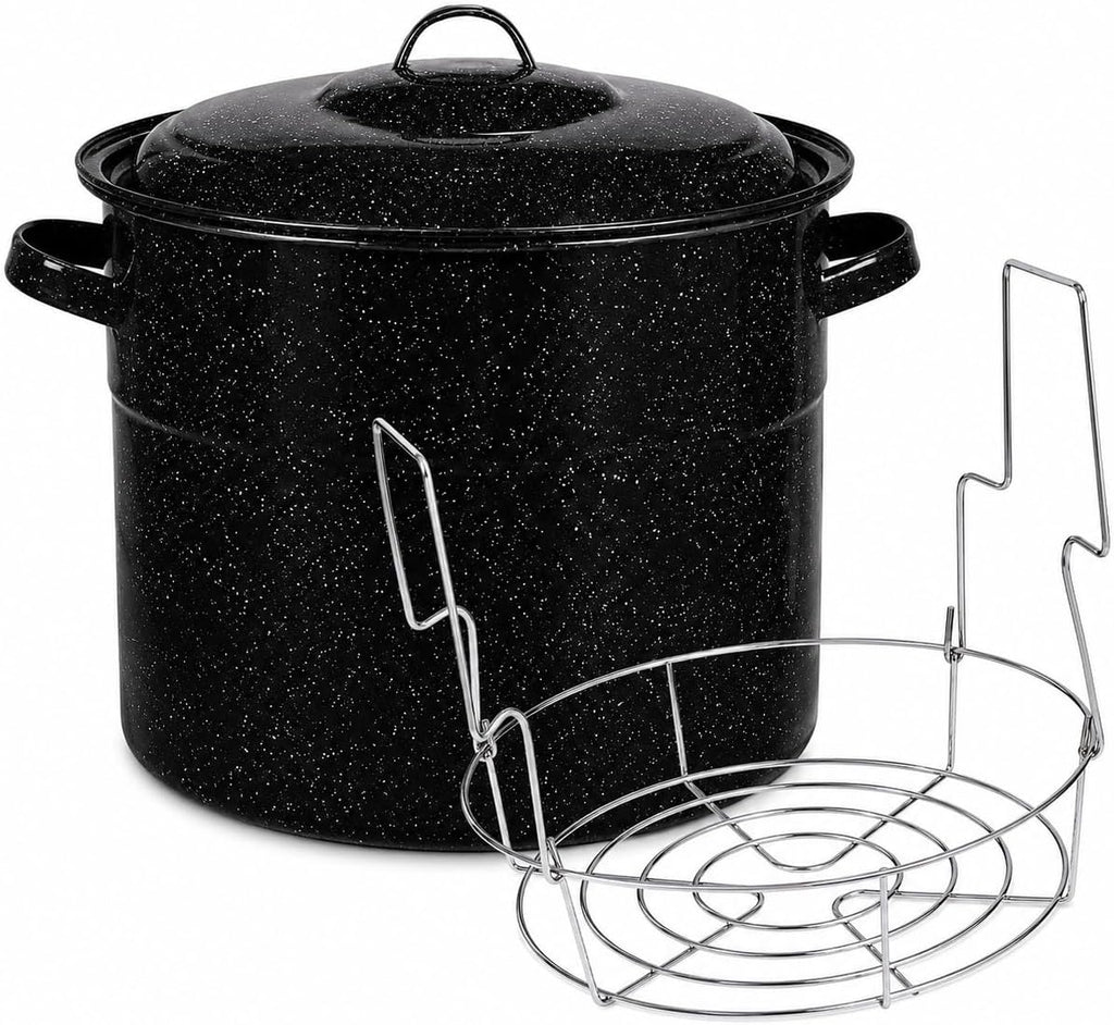 21.5 Quart Water Bath Canner - Large Food Grade Enamel Canning Pot with Rack, Heavy-Duty Canning Supplies for Jam