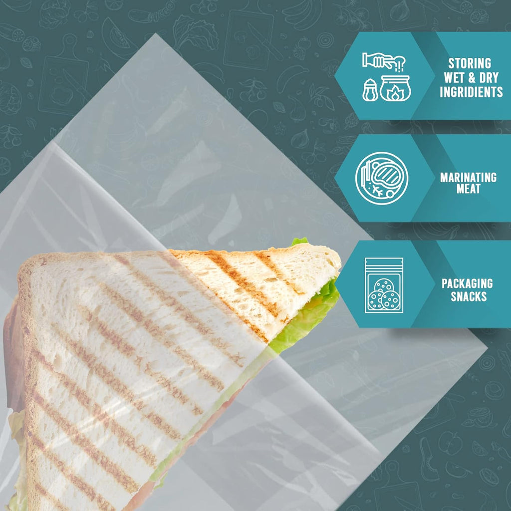 Fold Top Sandwich Bags,Disposable,No Zipper,Easy Open,For Lunch,200-Pk