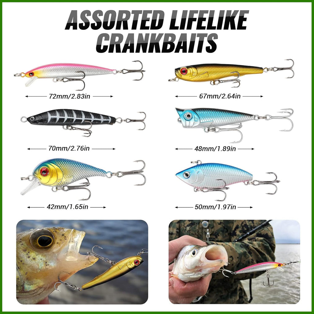 Fishing Lures, All-in-One Fishing Tackle Box with Tackle Included, Fishing Gear Lure Bait Accessories Kit for