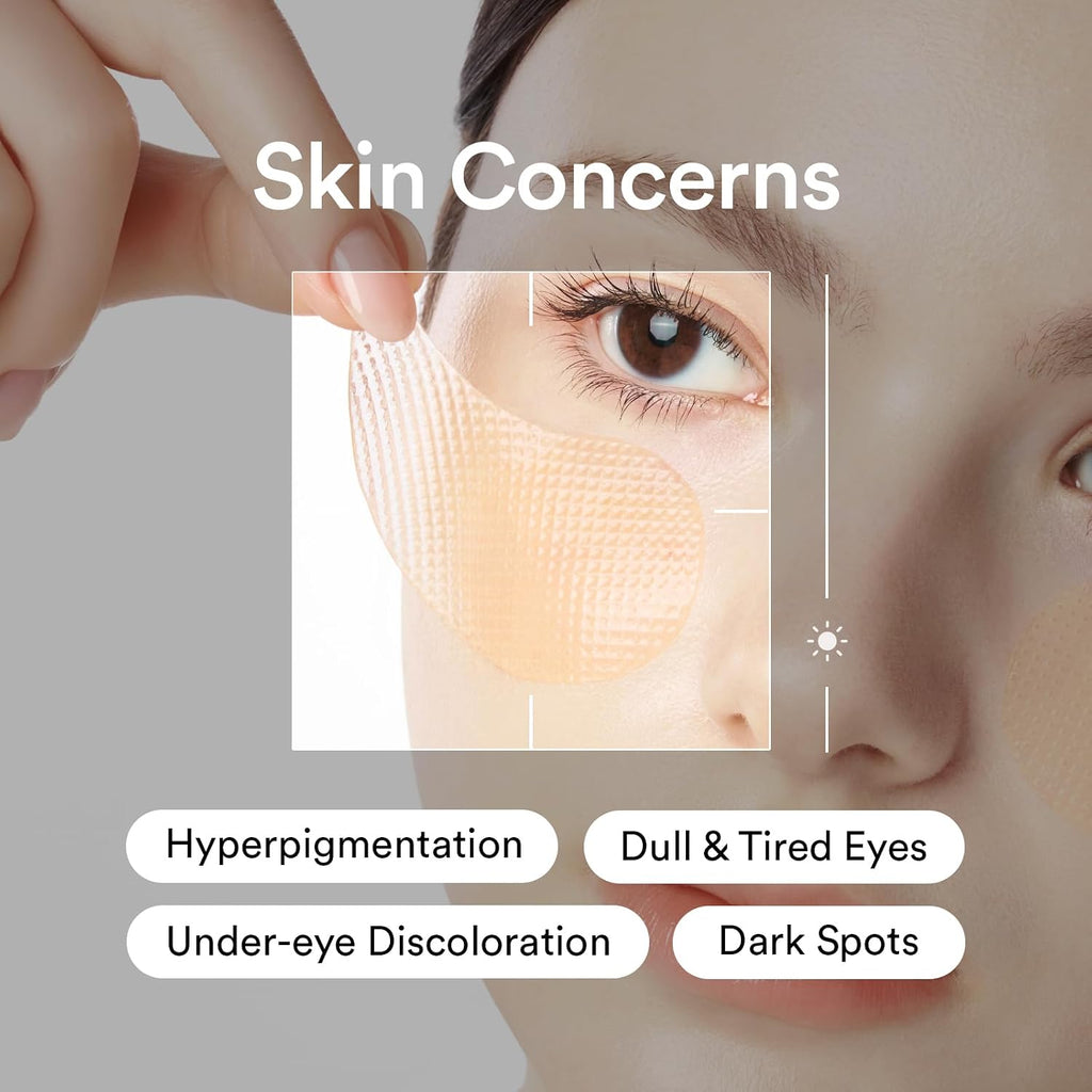 Glutathione Kojic Acid Eye Patches for Radiance Dark Circles & Dark Spots, with Tone-up Jelly, 60 Count, Korean Skin
