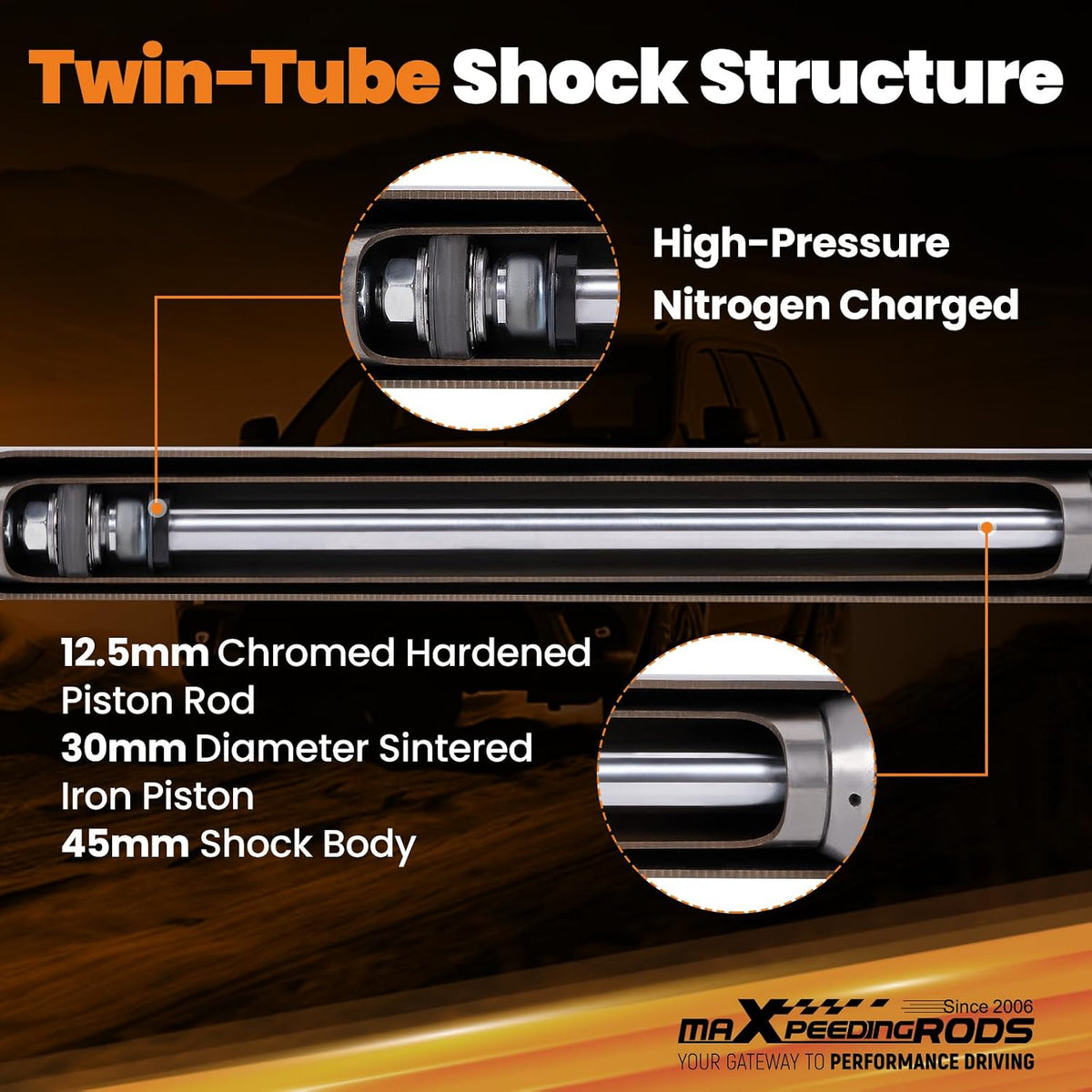 maXpeedingrods 5-7” Rear Drop Shock for Chevy Silverado/Sierra 1500 99-18