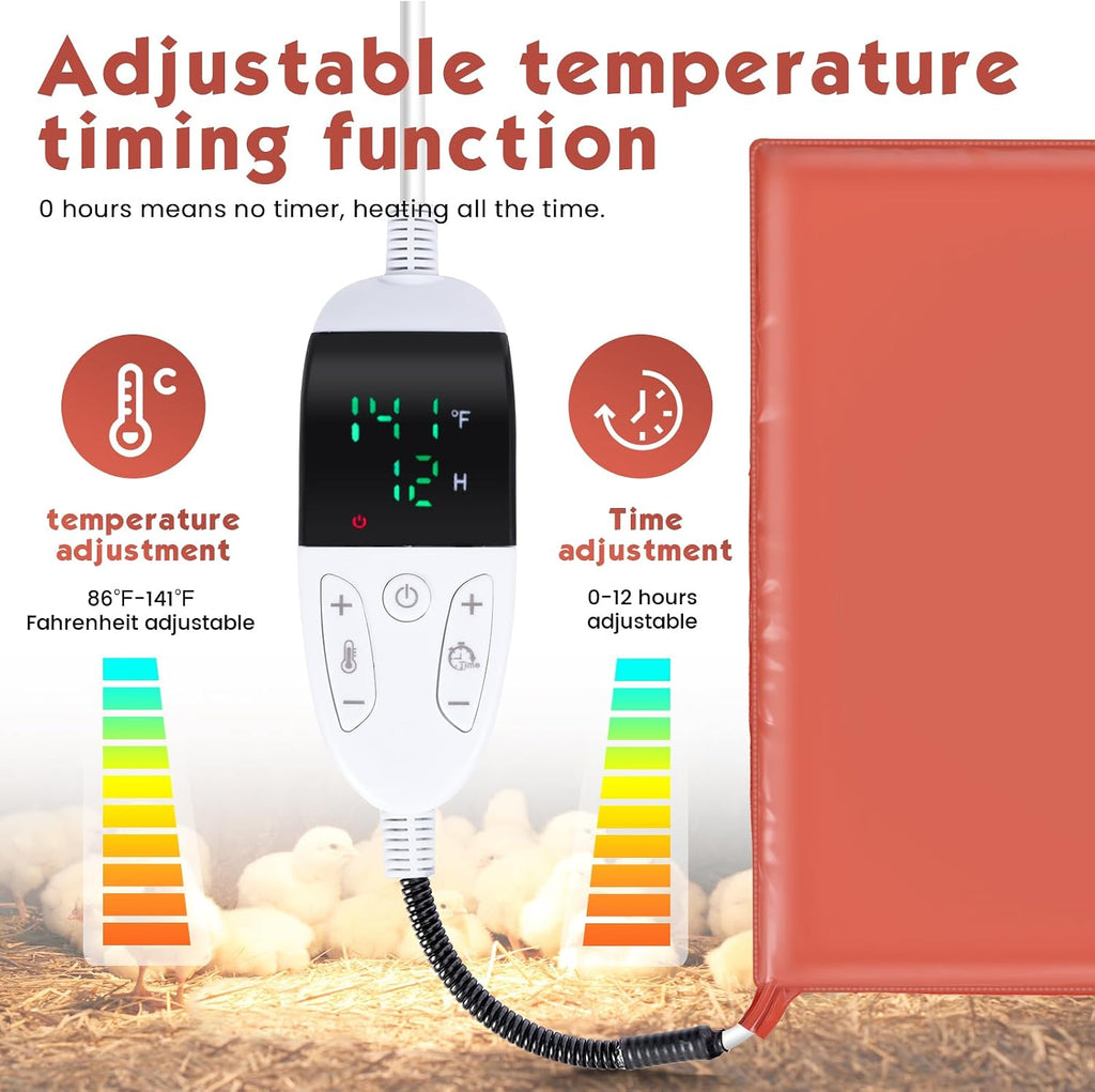 Large Chicken Heating Pad Chick Brooder Small Animal Pet Heating Pad Waterproof Heated Pet Mat Adjustable Temperature