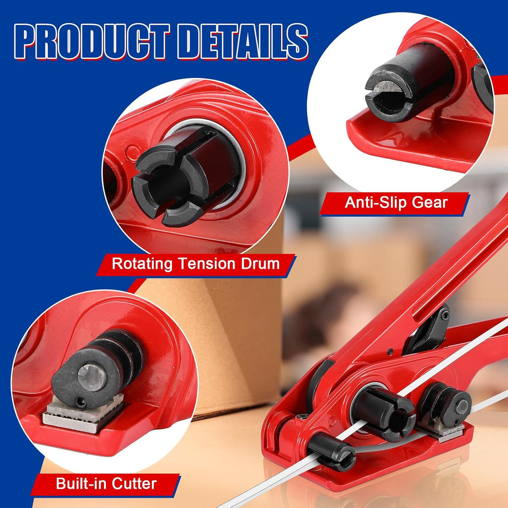 Poly Strapping Tensioner & Strap Cutter Tools, Heavy Duty Banding Strapping Tool, Manual Poly Strapping Tool Strap