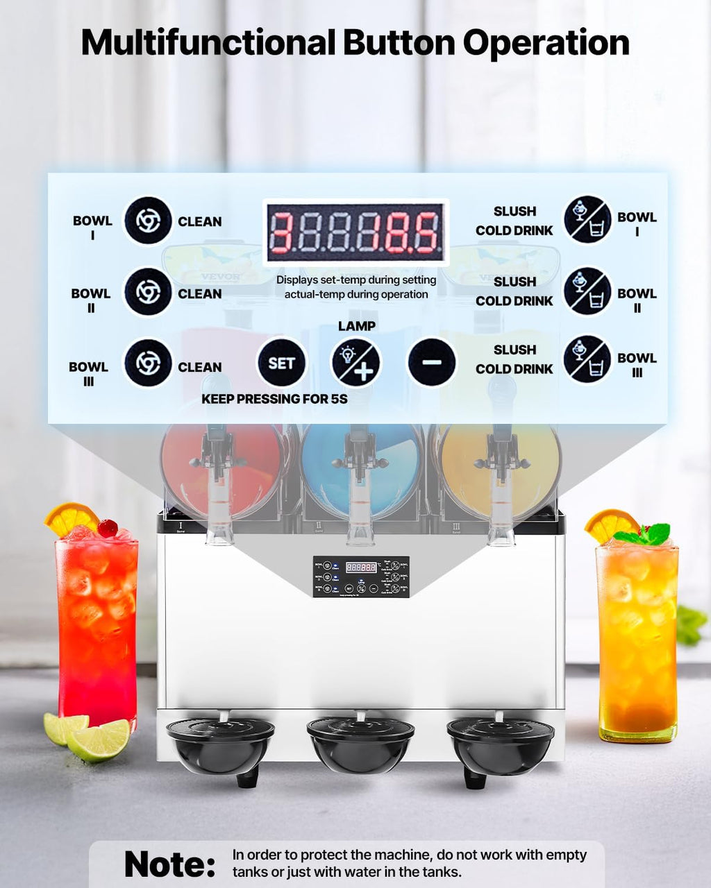 Commercial Slushie Machine 15Lx3 Triple Tank Margarita Drink 180Cups