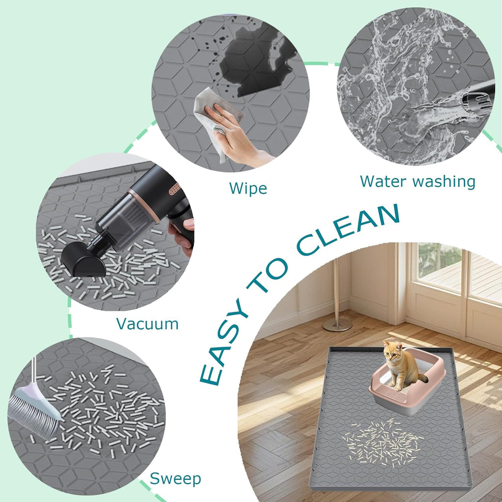Cat Litter Mat for Litter Box, Silicone Large Cat Litter Trapping Mat - 34x22 in, Waterproof & Non-Slip, Durable &