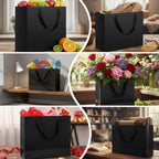 60 Pcs Black Paper Bags with Handles, Assorted Sizes Gift Bags