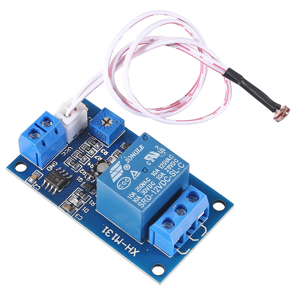 D-FLIFE 5pcs XH-M131 Photoresistor Relay Module, DC 12V 10A Light Control Switch Photoresistor Relay Module Detection Sensor Brightness Automatic Control Module with Cable