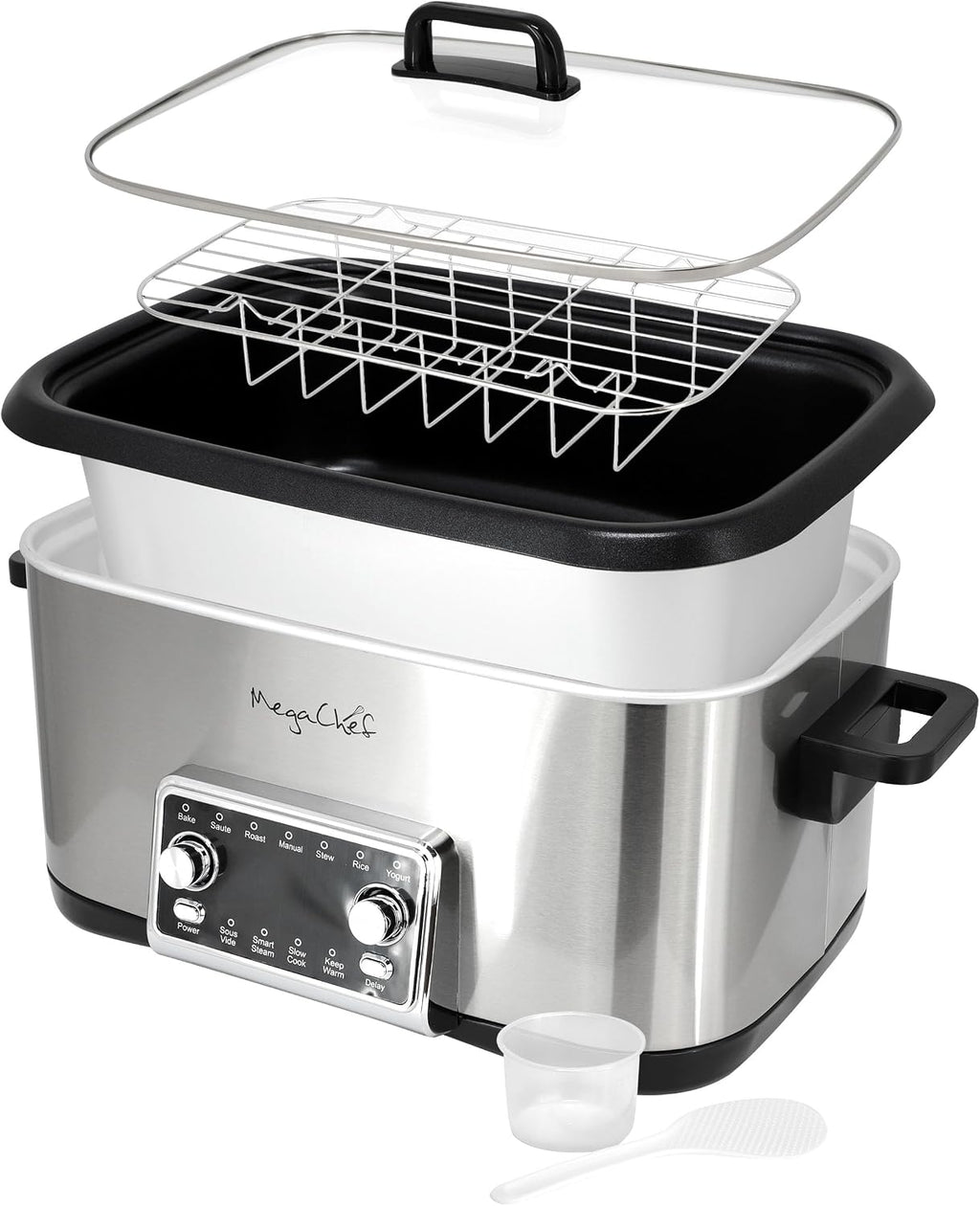 Deluxe 8 Quart 12-in-1 Programmable Multi Cooker with Sous Vide and Multi-Functions, Digital Display, Adjustable