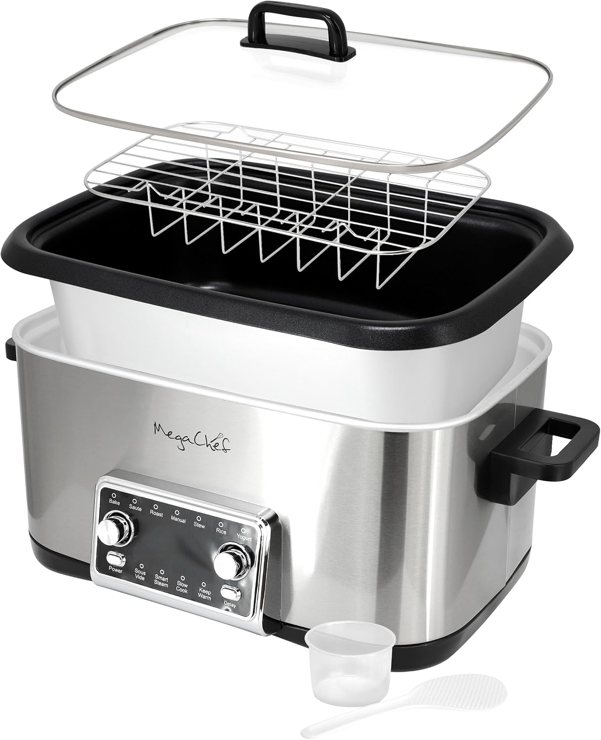 Deluxe 8 Quart 12-in-1 Programmable Multi Cooker with Sous Vide and Multi-Functions, Digital Display, Adjustable