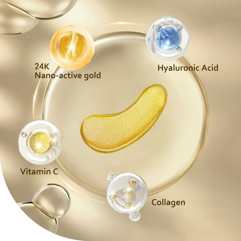 Under Eye Patches (30 Pairs), 24K Gold Eye Mask for Dark Circles