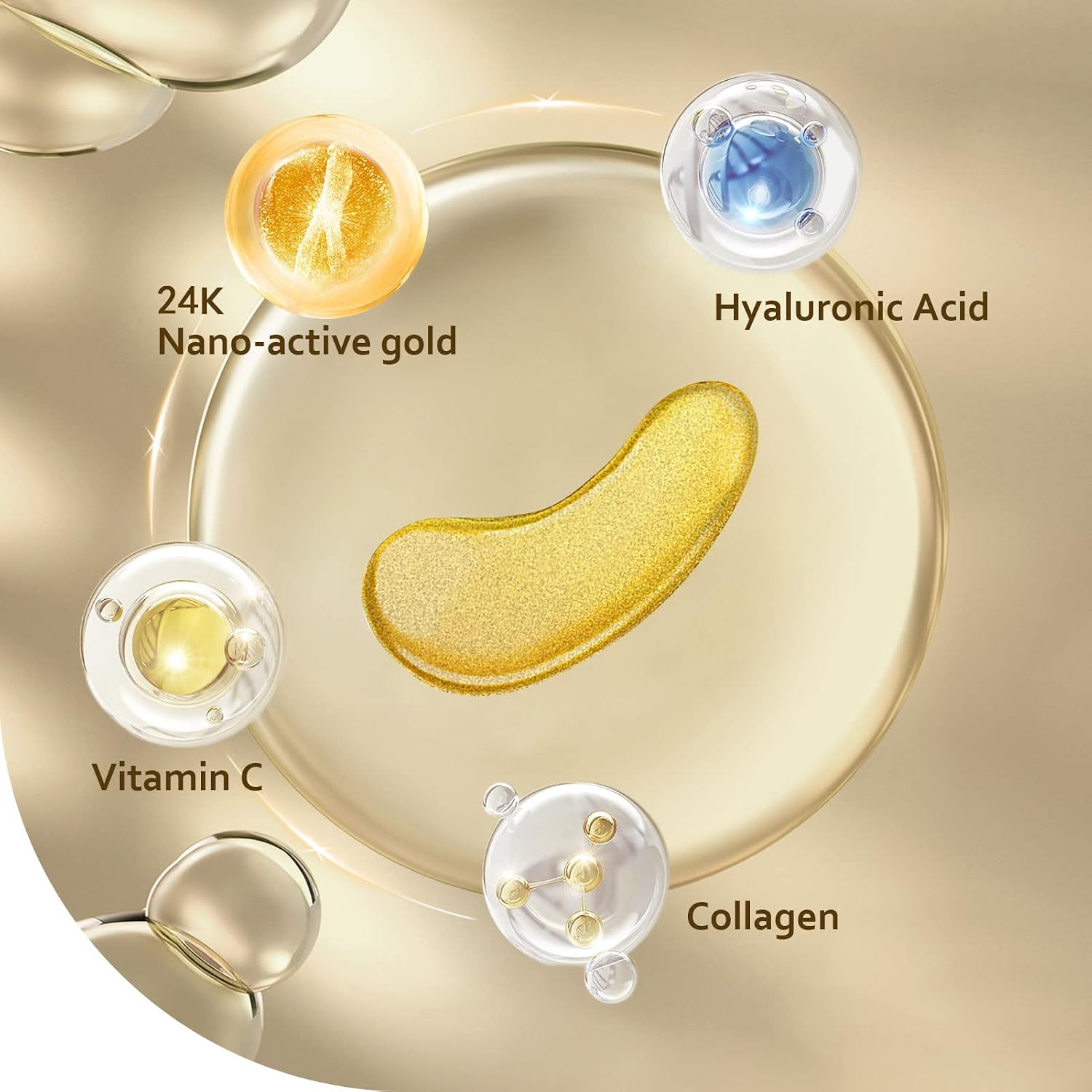 Under Eye Patches (30 Pairs), 24K Gold Eye Mask for Dark Circles