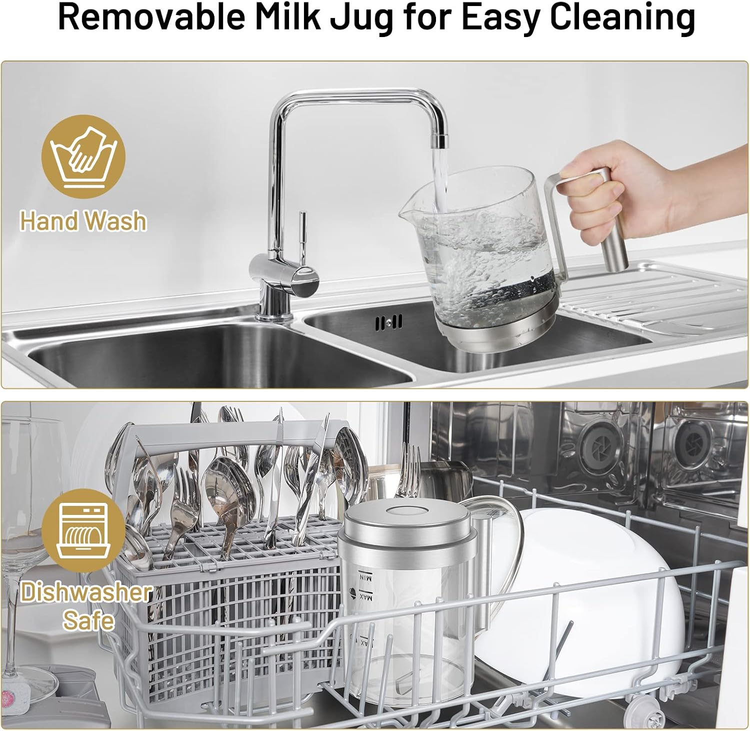 17oz 4-in-1 Electric Milk Frother and Steamer with Glass Jug, Hot/Cold Foam Maker for Latte, Cappuccino, Macchiato &