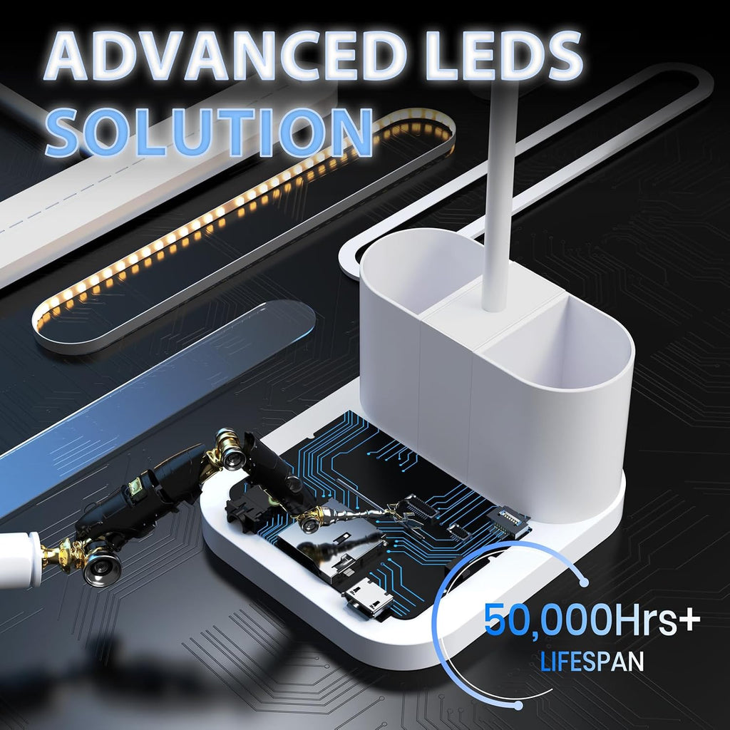 White Desk Lamp for College Dorm Room, Cute Table Light for Girls Guys