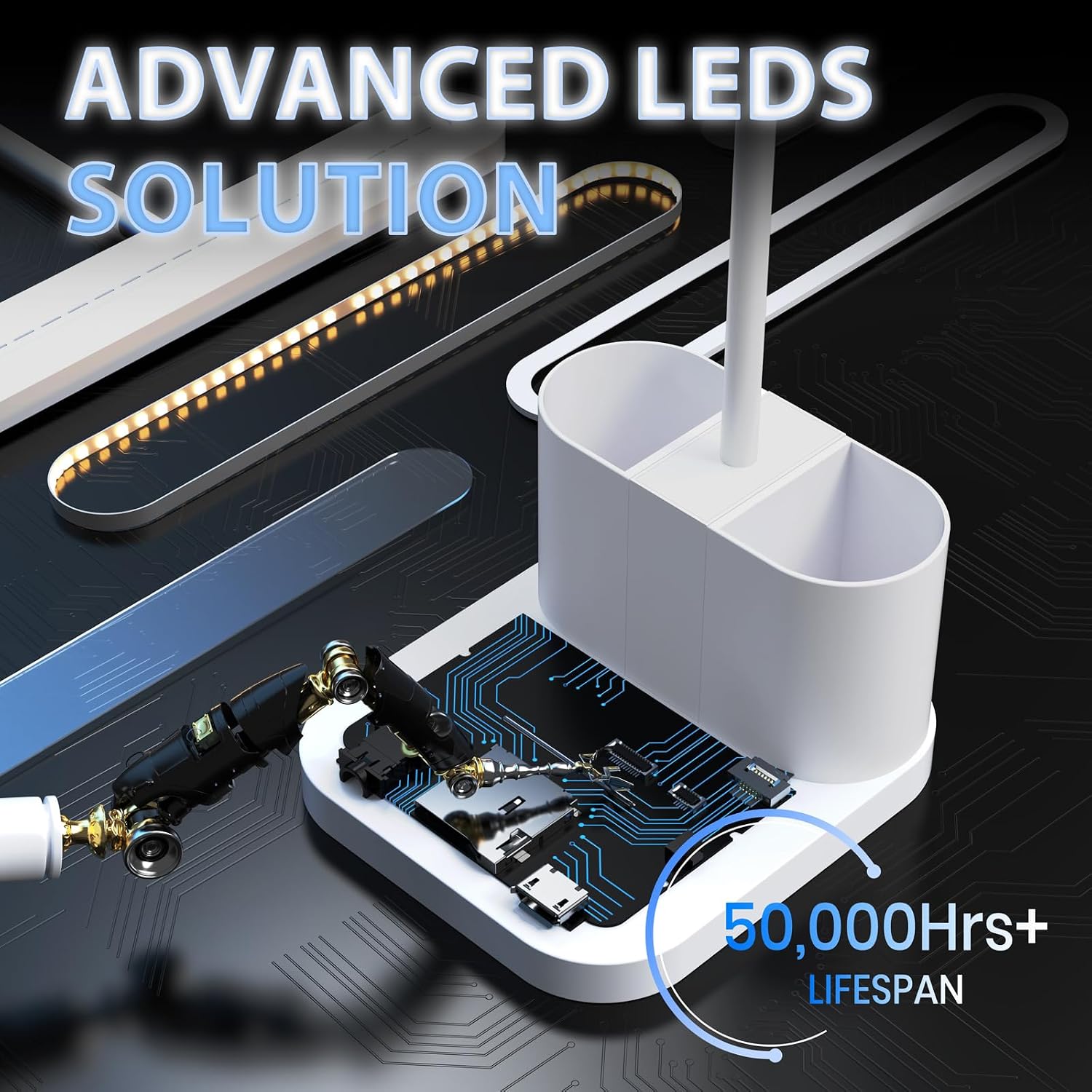 White Desk Lamp for College Dorm Room, Cute Table Light for Girls Guys