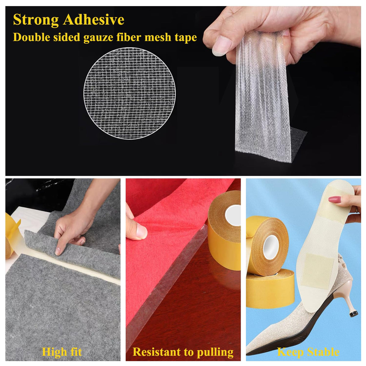 Grid Double Sided Tape Heavy Duty, High Tack Mesh Glue Tape, 2" x 66FT