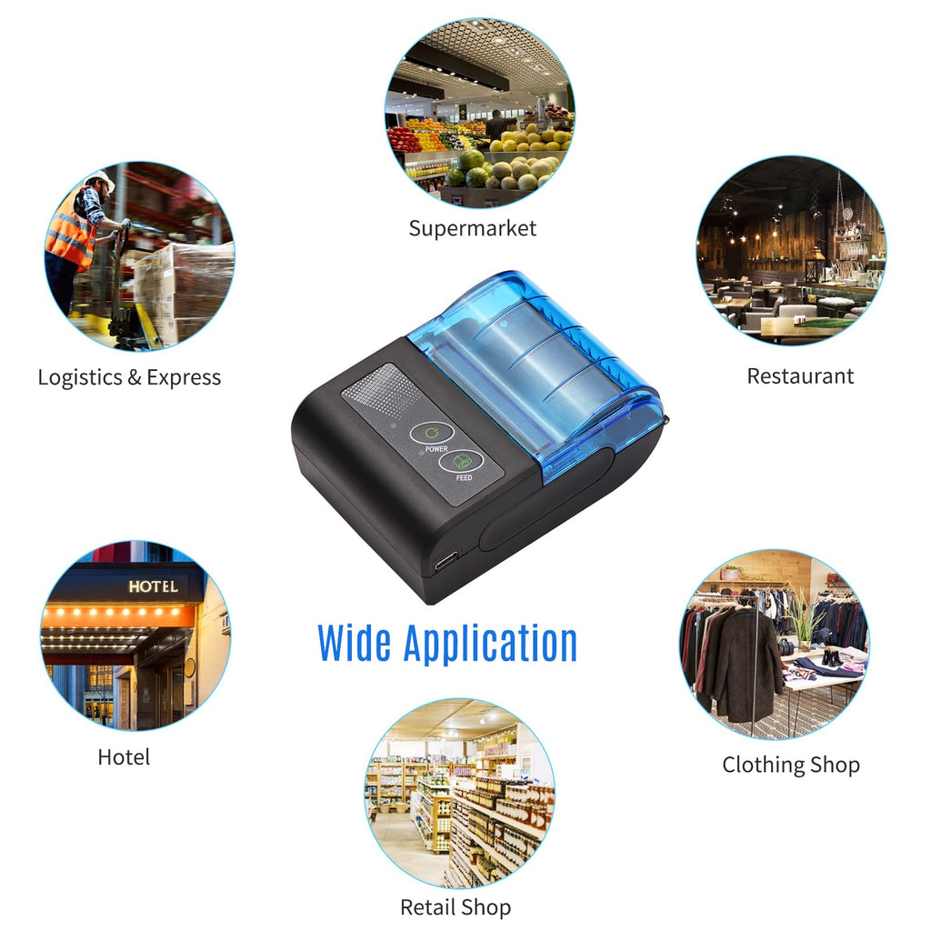 Thermal Printer, Mini Thermal Receipt Printers, Portable USB Receipt Bill Ticket Printer with 58mm Print Paper Roll