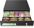 16.4" Cash Drawer with Media Slot, POS Cash Register with 5 Bill 8 Coin Slots, RJ11/RJ12 Printer-Driven, 3-Position