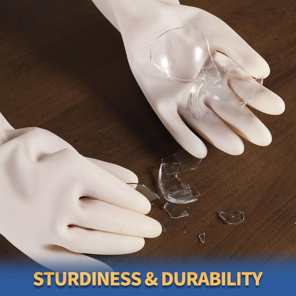 Nitrile Cleaning Gloves, Long Cuff Dishwashing Gloves Heavy Duty, Reusable Medium Gloves for Kitchen, Bathroom