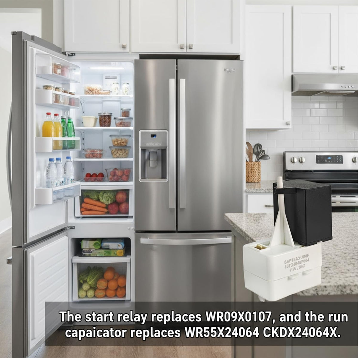 WR09X10107 Start Relay & WR55X24064 Overload Capacitor Kit – Compatible with GE, Hotpoint, Americana Refrigerators – WR09X10107, WR55X24064, CKDX24064X