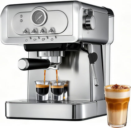 Espresso machine 20 Bar, Espresso Maker with Powerful Steam Milk Frother, Stainless Steel Coffee Machine with Fast