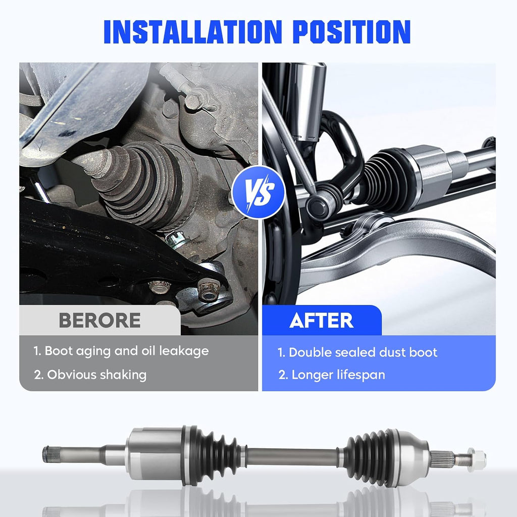 Front Left CV Axle Shaft Assembly Fit for Ford Escape 2.0L 2.5L 2013 2014 2015 2016 2017 2018 2019, for Lincoln MKZ 2.0L L4 2013,Driver Side CV Joint Shaft, Replacement for 66-2284, 1 pack